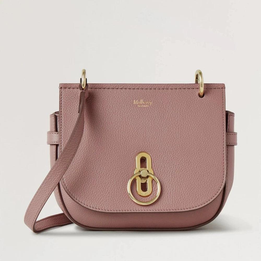 Mulberry Kleine Amberley Satchel Autumn Rose aus rosafarbenem Leder mit goldenen Details, Modell HH4966205J997.