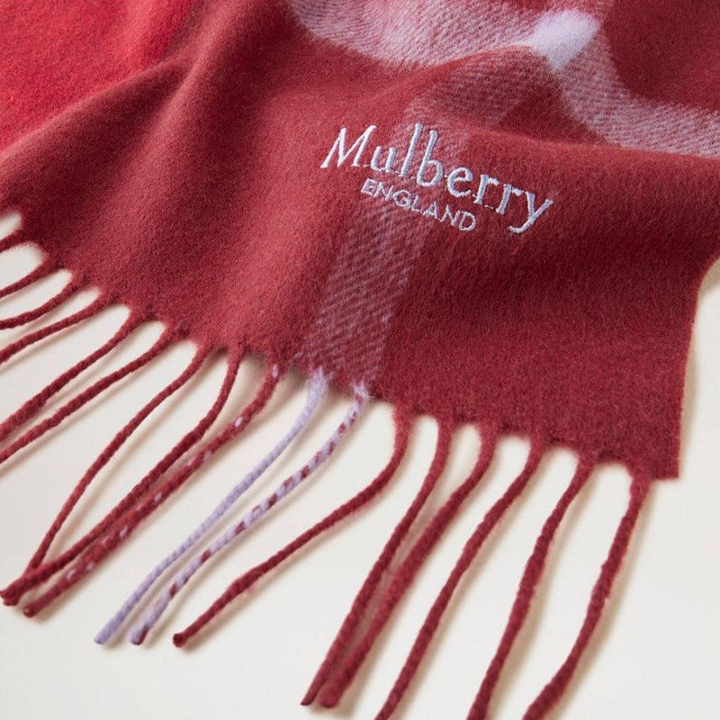 Mulberry Small Check Merino Wool Scarf Black Cherry - Dark Gold - Tørklæder - VS4319/890K561