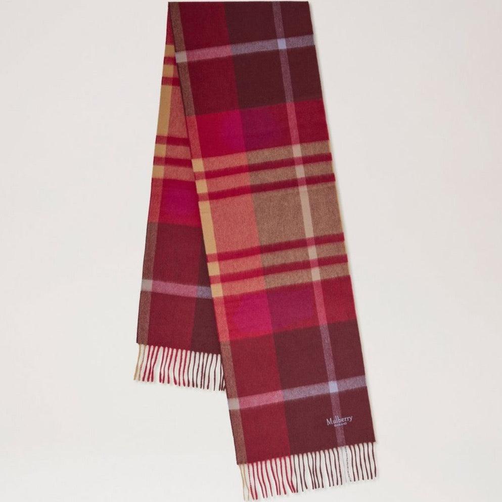 Mulberry Small Check Merino Wool Scarf Black Cherry - Dark Gold - Tørklæder - VS4319/890K561