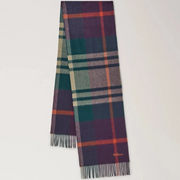Mulberry Small Check Merino Wool Scarf Juniper Green & Deep Aubergine Schal
