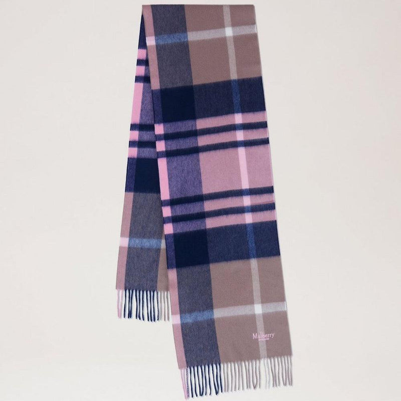 Mulberry Small Check Merino Wool Scarf Sorbet Pink - Tørklæder - VS4319/890J941
