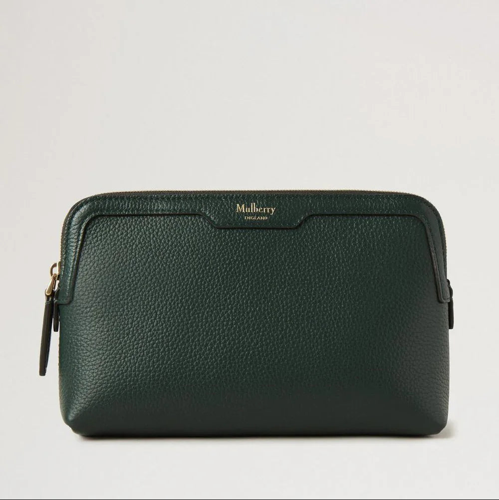 Mulberry Kleine Kosmetiktasche aus dunkelgrünem, klassischem Leder, elegante Struktur. Modell RL8322-205Q633