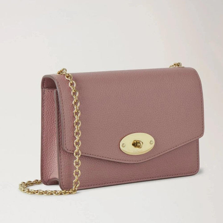 Mulberry Klein Darley Autumn Rose Small Classic Grain aus rosafarbenem Leder mit goldener Kette, Modell RL7791205J997
