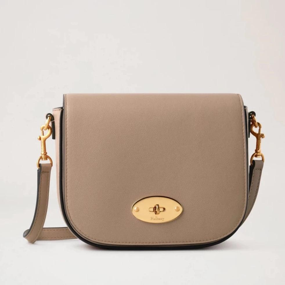 Mulberry Klein Darley Umhängetasche aus hellbraunem Leder mit goldfarbener Schnalle, Modell RL7904587E631-1