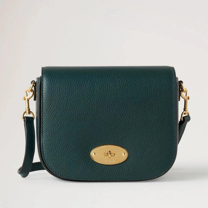 Mulberry Klein Darley Abgebildete Umhängetasche aus dunkelgrünem Leder mit goldenen Details, Modell RL4957205Q633.