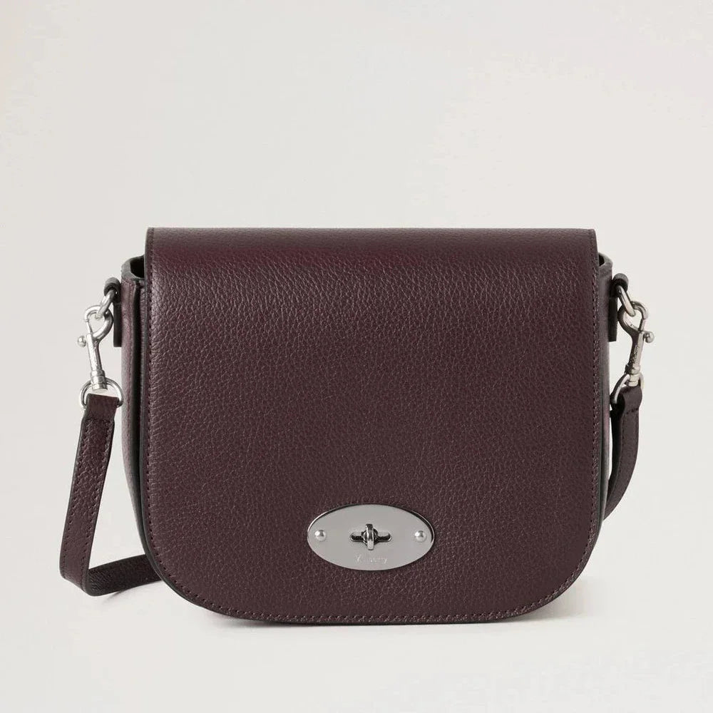Mulberry Klein Darley Satchel Small Classic Grain Black Cherry, Umhängetasche aus dunklem kirschfarbenem Leder, Modell RL4957205K560