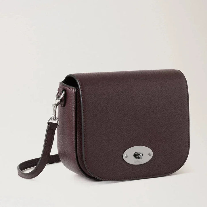 Mulberry Klein Darley Satchel Small Classic Grain Black Cherry aus Glattleder mit silberner Schnalle, Modell RL4957/205K560