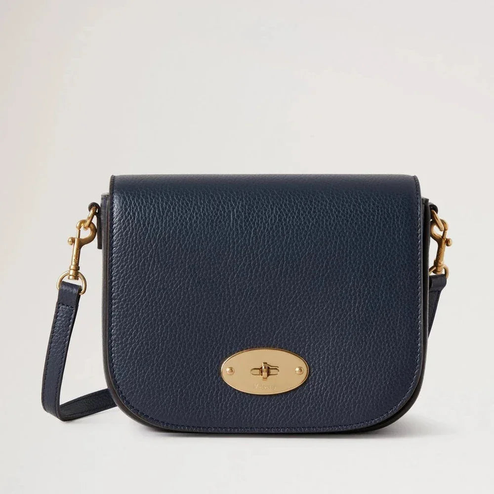 Mulberry Klein Darley Satchel Small Classic Grain Night Sky aus dunkelblauem Leder mit goldenen Details. Modell RL4957/205U888