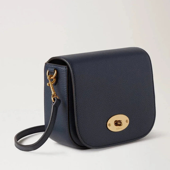 Mulberry Klein Darley Satchel Small Classic Grain Night Sky aus dunkelblauem Leder mit goldenen Details, Modell RL4957205U888