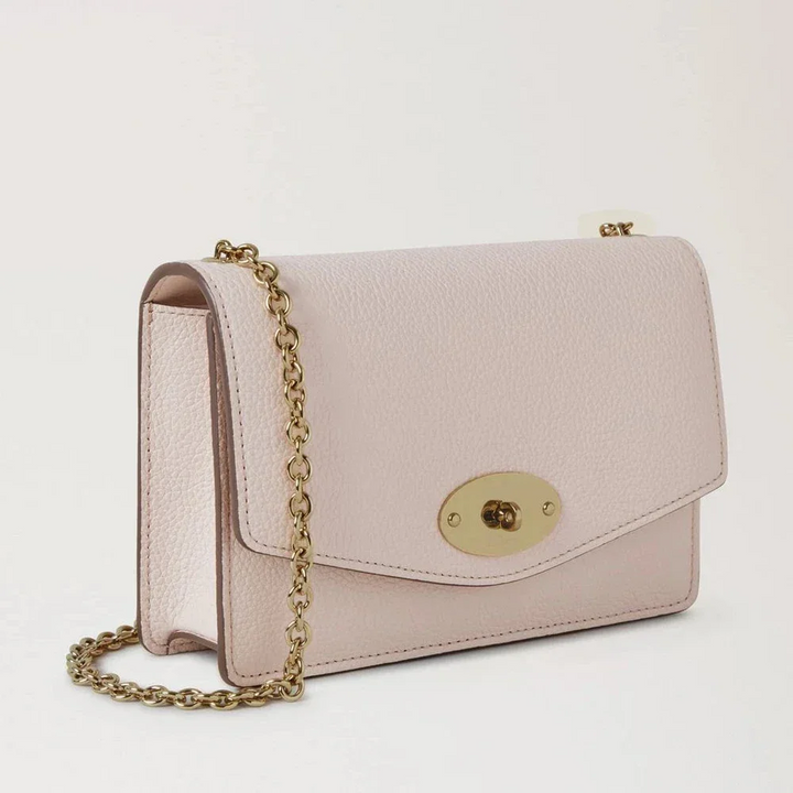 Mulberry Klein Darley Kleine klassische Ledertasche in Grain Blossom Pink, rosa mit goldener Kette, Modell RL7791205J002