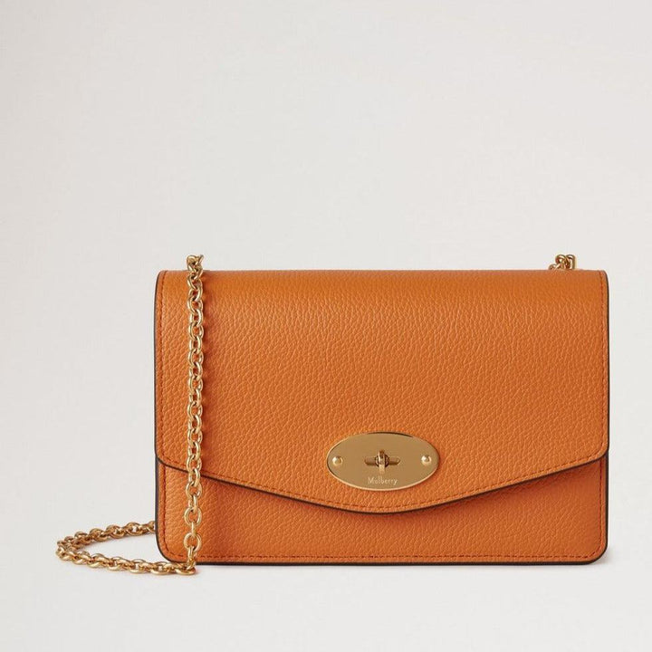 Mulberry Klein Darley Kleine klassische Ledertasche „Sunset“ mit Goldkette und geprägter Struktur. Modell RL7791205N691
