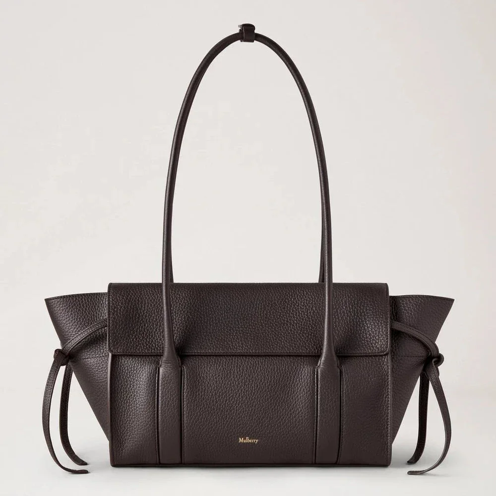 Mulberry Klein weich Bayswater Heavy Grain Ebony, elegante dunkelbraune Ledertasche mit langen Henkeln. Modell hh9382736a110.