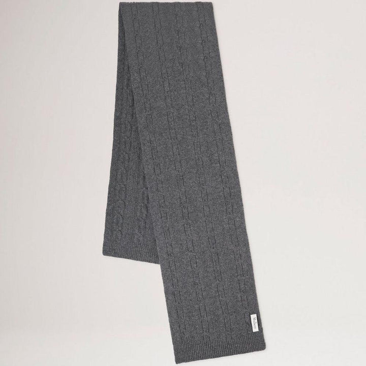 Mulberry Softie Chain-Zopfstrickschal aus anthrazitfarbener Wolle mit Zopfmuster, Modell VS4760969C110.