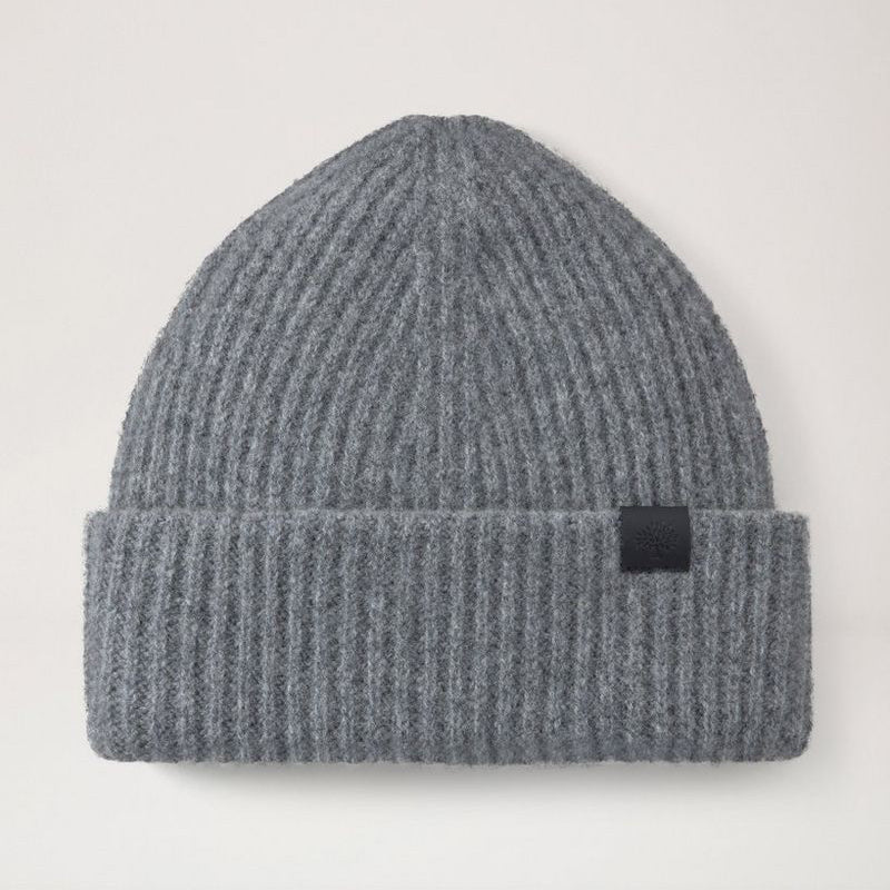 Mulberry Tree Chunky Wool Beanie dunkelgrau aus gerippter Wolle mit gefaltetem Rand, Modell VH4157153C912-1