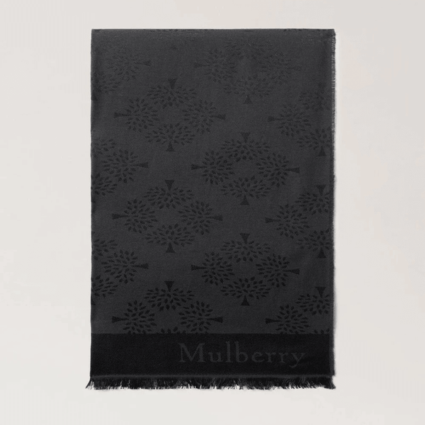 Mulberry Tree Rectangular Scarf Black Cotton Silk Blend - Tørklæder - VS4638/708A100