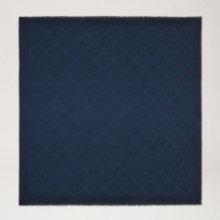 Mulberry Tree Square Night Sky Schal aus Baumwoll-Seidenmischung in Dunkelblau mit dezentem Muster, Modell VS4639709U888