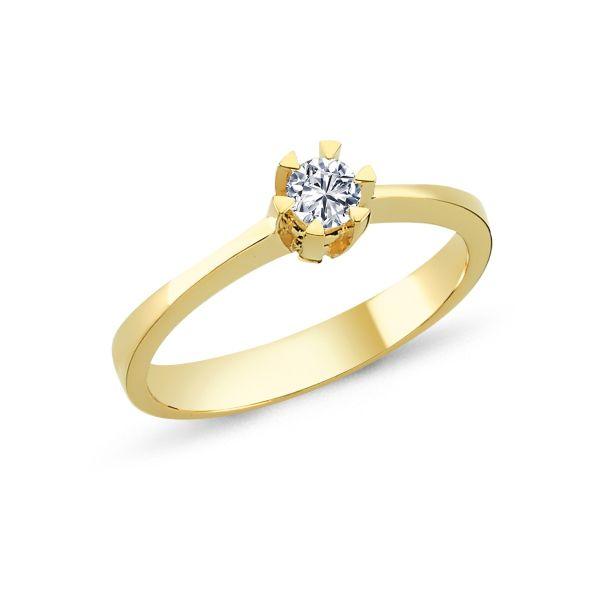 Nuran 14kt Sternring 0,10ct W/SI, eleganter Goldring mit Solitärdiamant auf Sternkralle. Modell L1964-010RG-001.