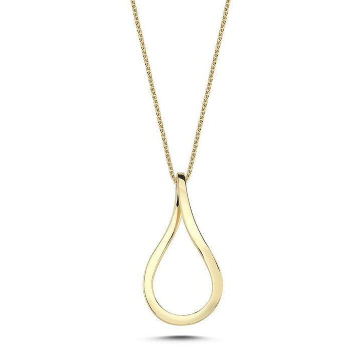 Nuran 14kt Valentina Halskette mit Anhänger, eleganter tropfenförmiger Anhänger aus glänzendem Gold an einer Kette. Modell V2464-RG-1
