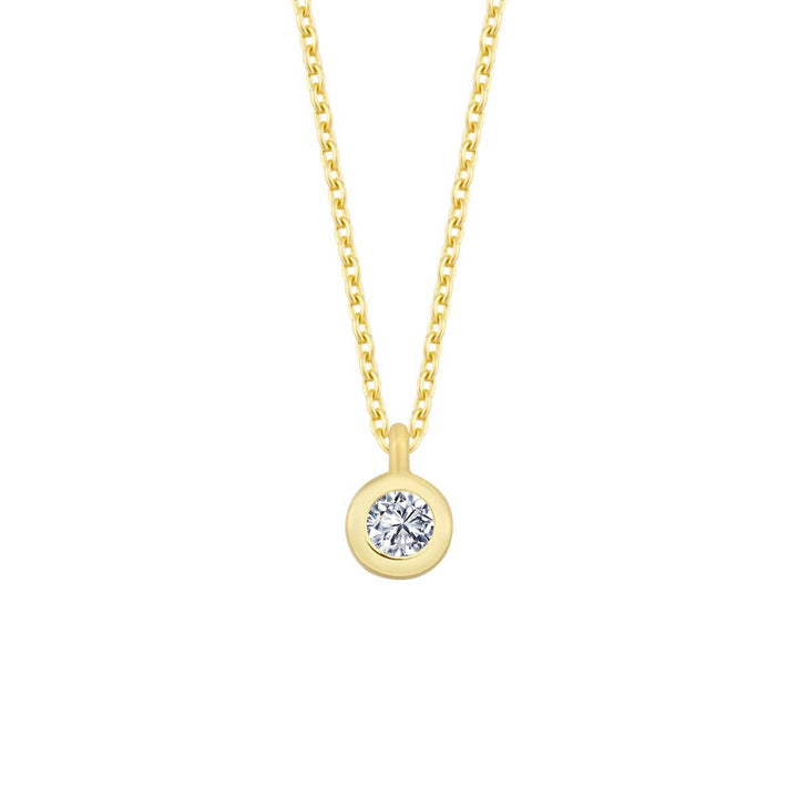 Nuran 14kt Zoe Halskette 0,03ct WSI, elegante Goldkette mit einzelnem runden Anhänger und Diamant. Modell V2314-003RG-1