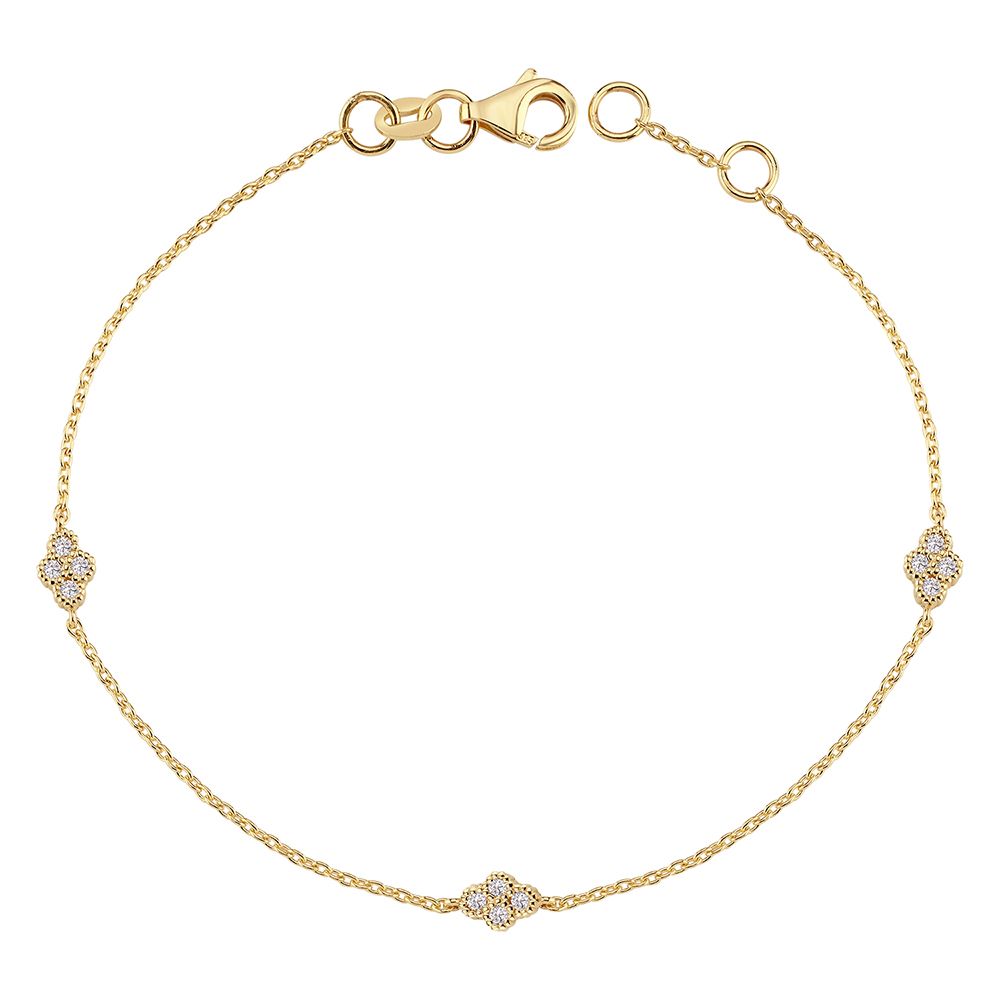 Nuran Athene 14kt Armband 0,12ct W/SI zeigt ein elegantes goldfarbenes Armband mit kleinen Diamantverzierungen, Modell b2560-012rg-1.