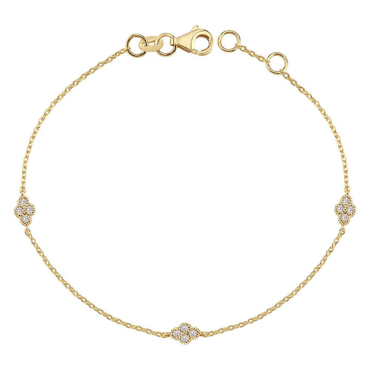 Nuran Athene 14kt Armband 0,12ct W/SI zeigt ein elegantes goldfarbenes Armband mit kleinen Diamantverzierungen, Modell b2560-012rg-1.