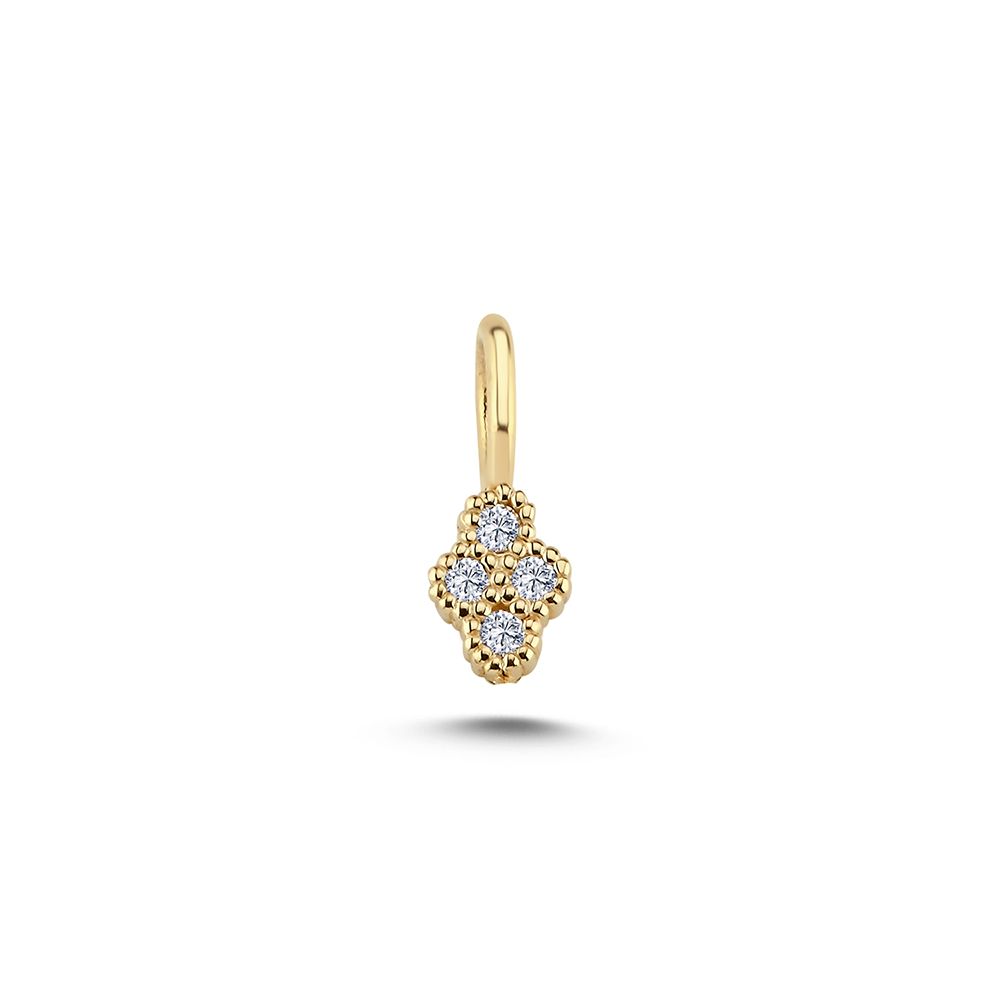 Nuran Athene 14kt Anhänger 0,04ct W/SI zeigt einen kleinen eleganten Goldanhänger mit vier funkelnden Diamanten. Modell V2560-004RG-1