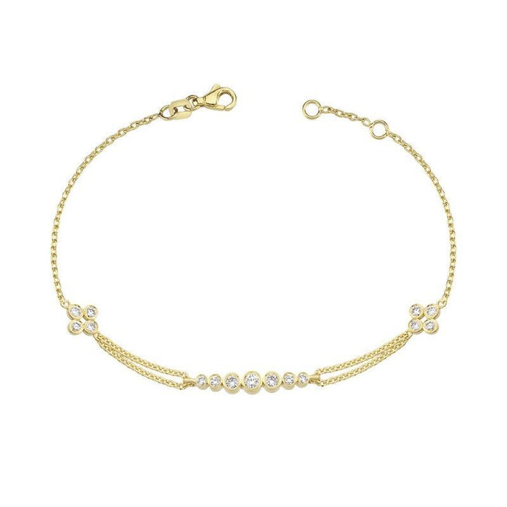 Nuran Olivia Armband mit Diamanten in Gold, eleganter Kette und zentralen Steinen, Modell B2300-020