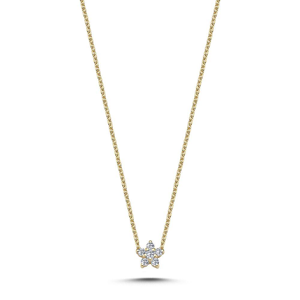 Nuran Stella 14kt. Goldkette mit Diamantstern an der Kette, elegant und schlicht. Modell v2440-011rg-1.