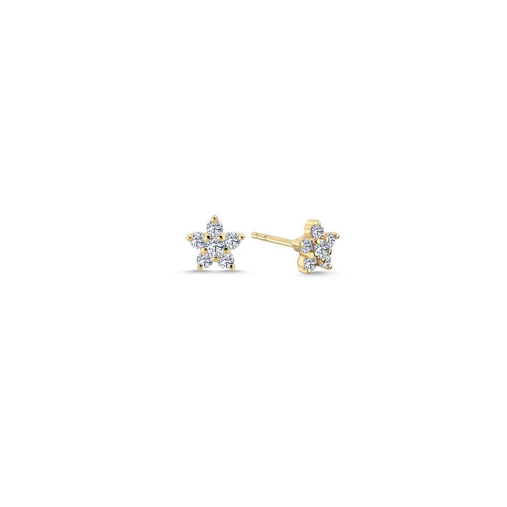 Nuran Stella 14kt Gold Star Studs 0,42ct W/SI zeigt ein Set Stern-Ohrstecker in Gold mit funkelnden Diamanten, Modell o2441-042rg-1.