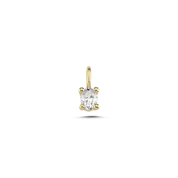 Nuran The One Ovaler Diamantanhänger aus 14 Karat Gold mit ovaler, brillanter und eleganter Fassung. Modell V1962-023RG-1