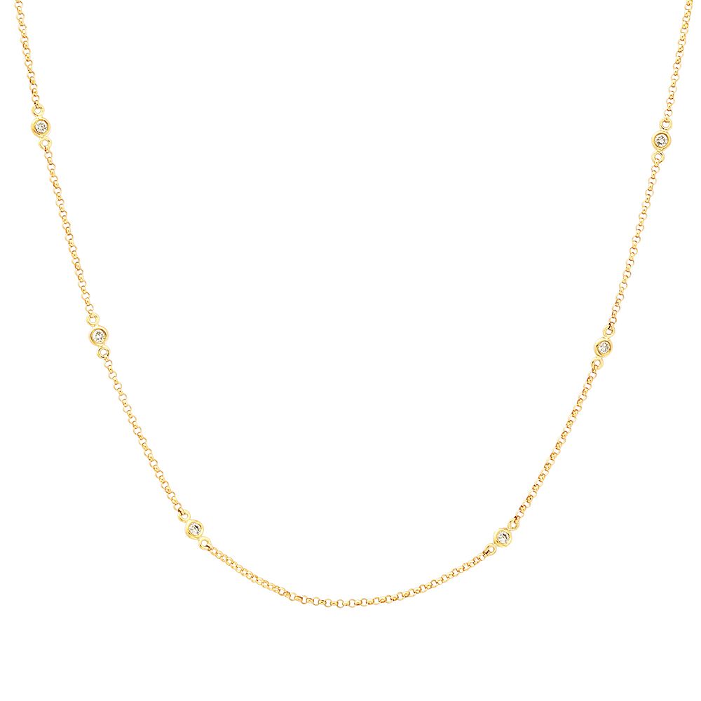 Nuran Zoe 14-karätige Diamant-Halskette, elegante Goldkette mit kleinen klaren Diamanten, Modell V1002-0175-RG