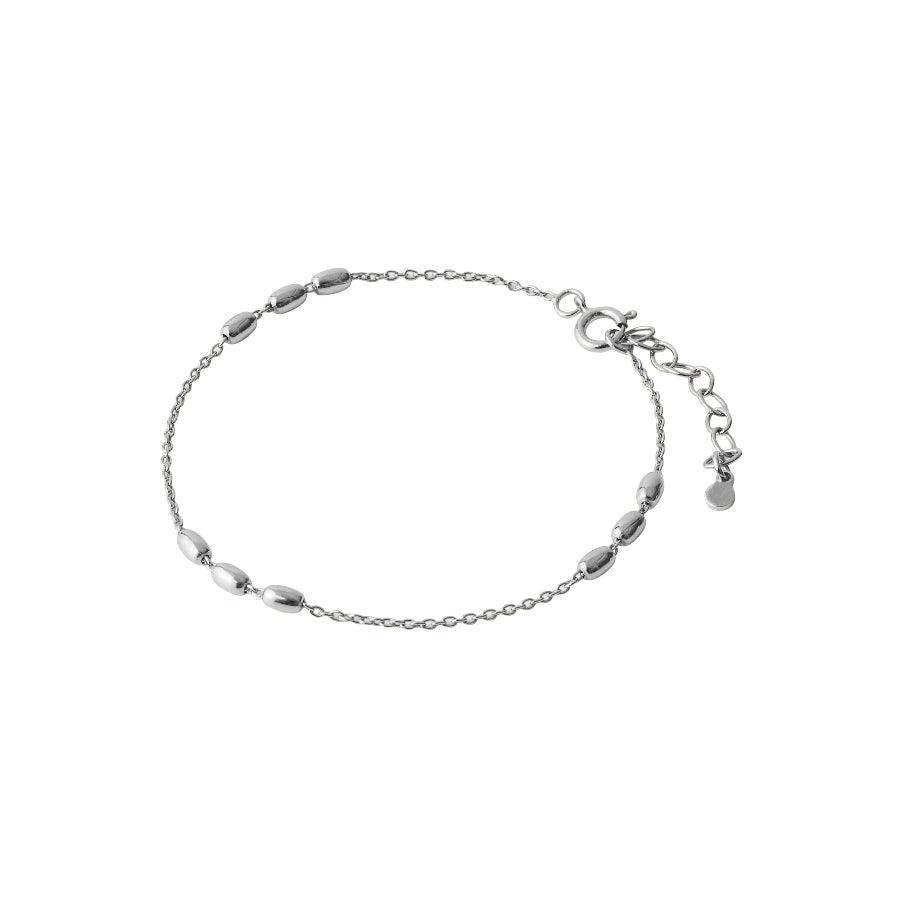 Pernille Corydon Caia-Armband aus Silber mit ovalen Perlen, verstellbare Kette, Modell B-730-S-1.