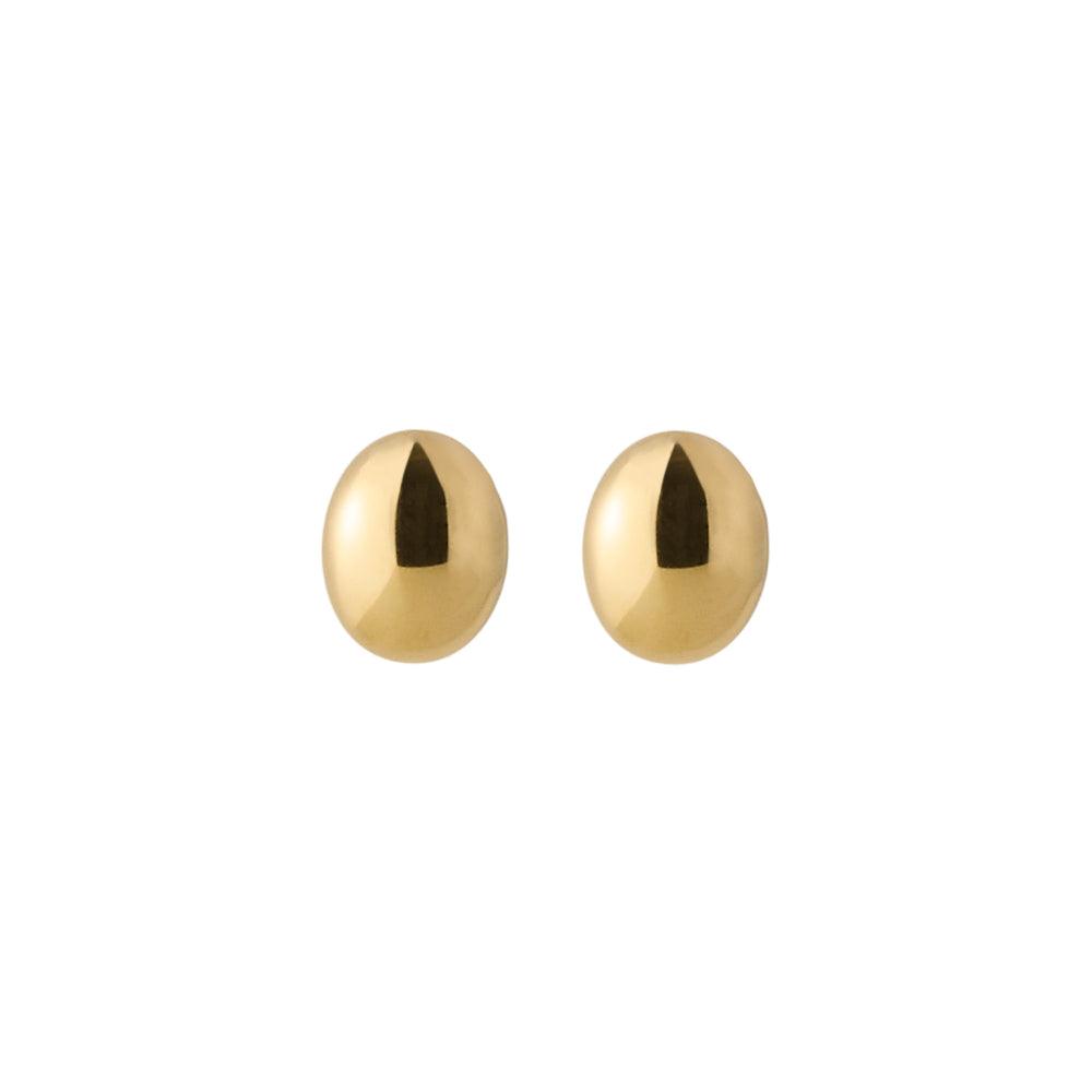 Vergoldete Ohrstecker von Pernille Corydon mit Kieselsteinen, dargestellt als Paar schlichter ovaler Ohrringe in hellem Gold. Modell E-397-GP.