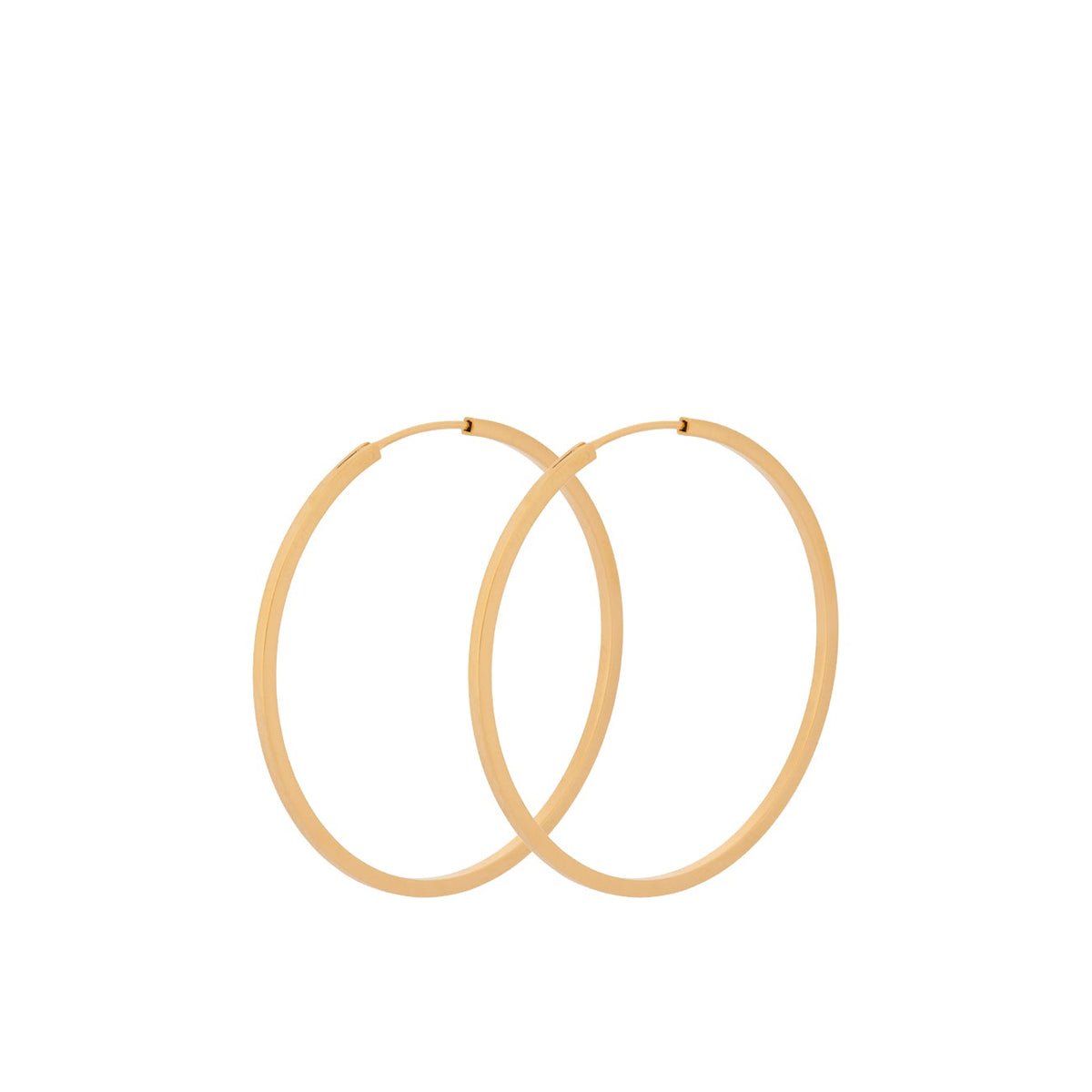 Pernille Corydon Small Orbit Hoops Vergoldet präsentiert ein Paar schlichte runde Ohrringe mit glänzendem Goldfinish. Modell E-052-GP
