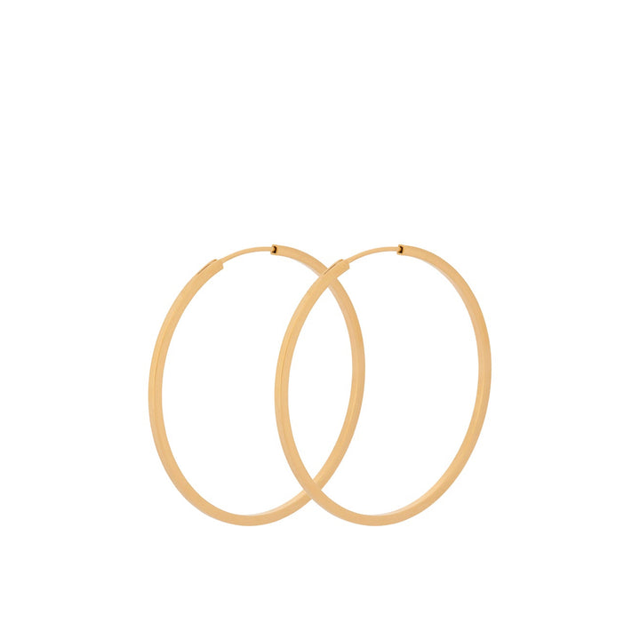 Pernille Corydon Small Orbit Hoops Vergoldet präsentiert ein Paar schlichte runde Ohrringe mit glänzendem Goldfinish. Modell E-052-GP