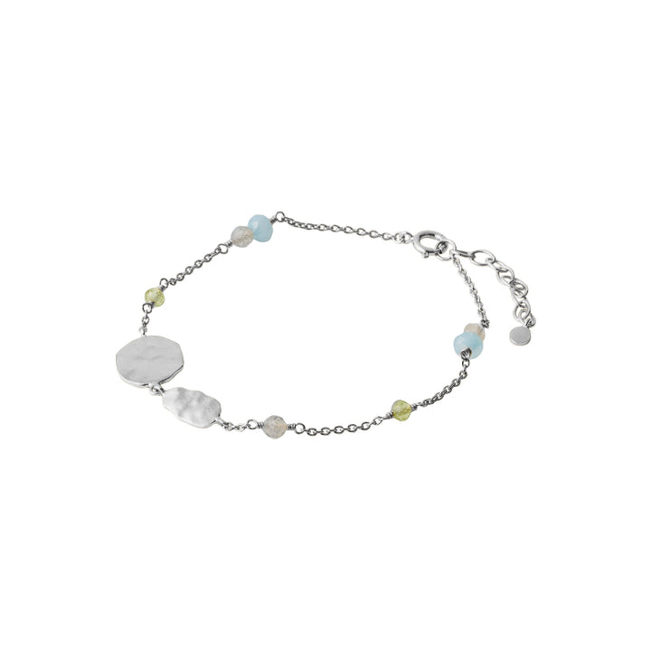 Pernille Corydon Summer Breeze Armband in Silber mit kleinen blauen und grünen Perlen, Modell B-182-s