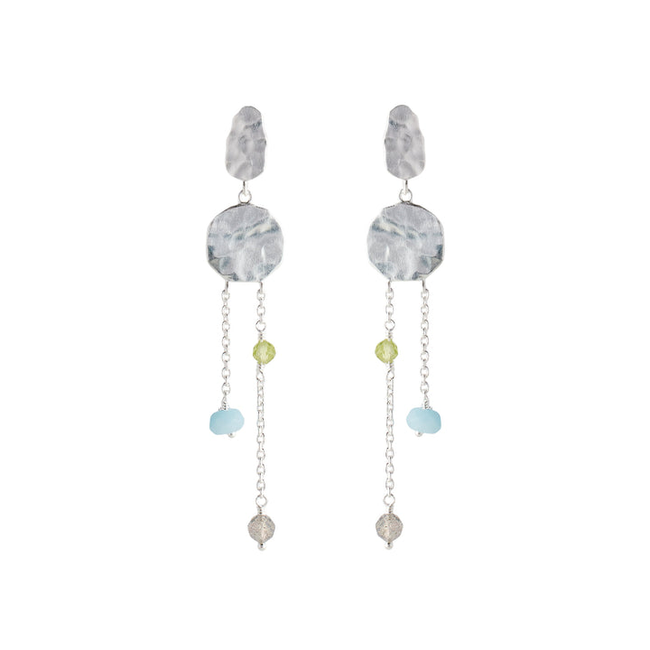 Pernille Corydon Summer Breeze Ohrringe aus Silber mit farbigen Perlen, elegantes Design. Modell E-182-s-1