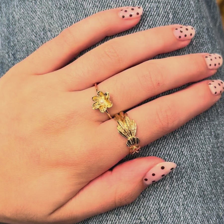 Mads Z Pearlily 14KT Goldring mit Perle