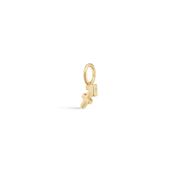 RO Copenhagen My Zodiac Stjernetegn guld vedhæng med blank overflade og lille sten, Model P114Y3-001-12