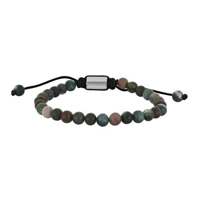 Son of Noa Herrenarmband mit dunklen Natursteinen an schwarzer Kordel, verstellbarer Verschluss. Modell 80890222700