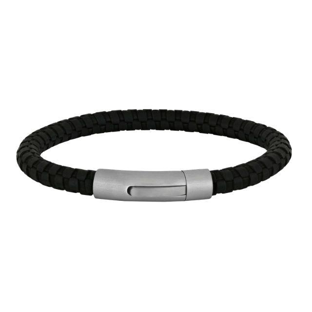 Son of Noa Herrenarmband mit schwarzem Geflecht und mattem Stahlverschluss, stilvoll und maskulin, Modell 80970289121-001-1.
