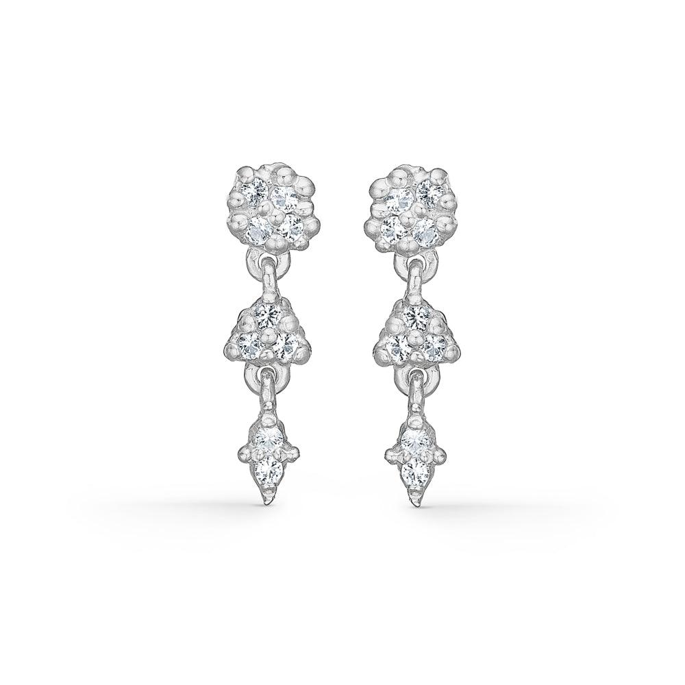 studio-z Cluster-Silberohrringe mit Zirkonia, elegantes Hängedesign in Silber mit klaren Steinen, Modell 7117844-1