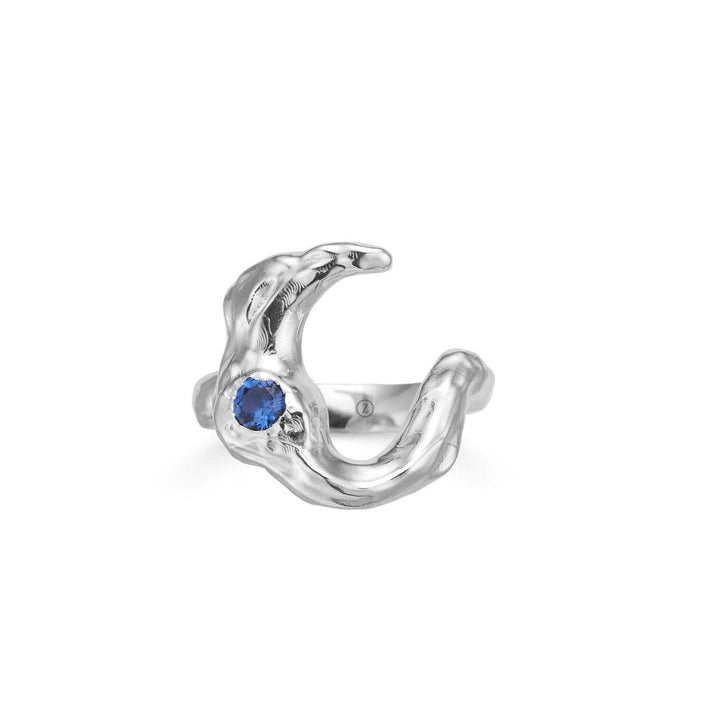 Studio Z Lunar Solv Ring mit blauem Zirkonia im organischen Silberdesign mit blauen Steinen, Modell 7147881-001-1.