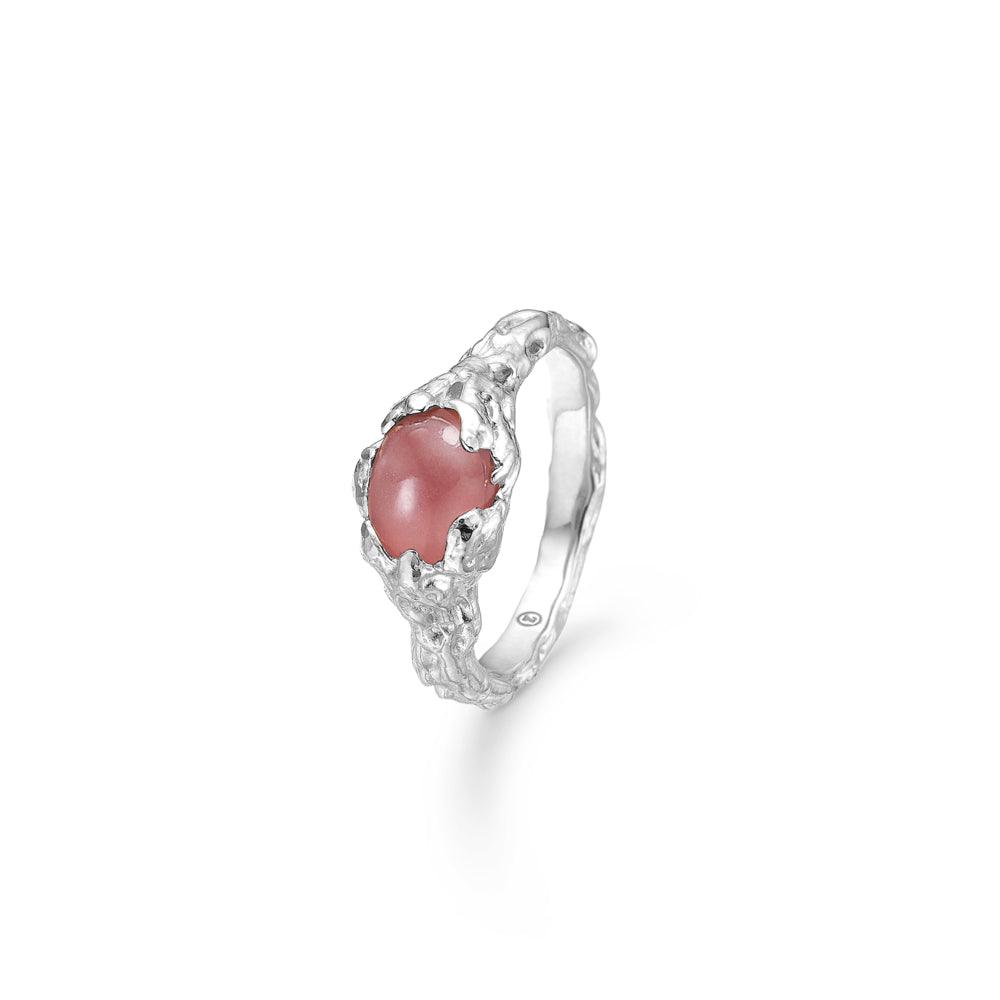 Studio Z Magma Ring mit rosa Stein und organischer Silberstruktur, Modell 7147832-002-1.