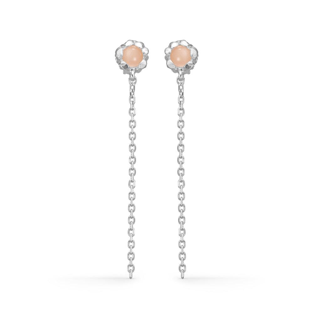 studio-z-magma-solv-earrings-with-pink-zirconia, elegante Ohrringe aus Silber mit langen Ketten und rosa Steinen. Modell 7117869-1