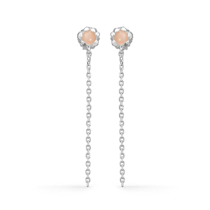 studio-z-magma-solv-earrings-with-pink-zirconia, elegante Ohrringe aus Silber mit langen Ketten und rosa Steinen. Modell 7117869-1