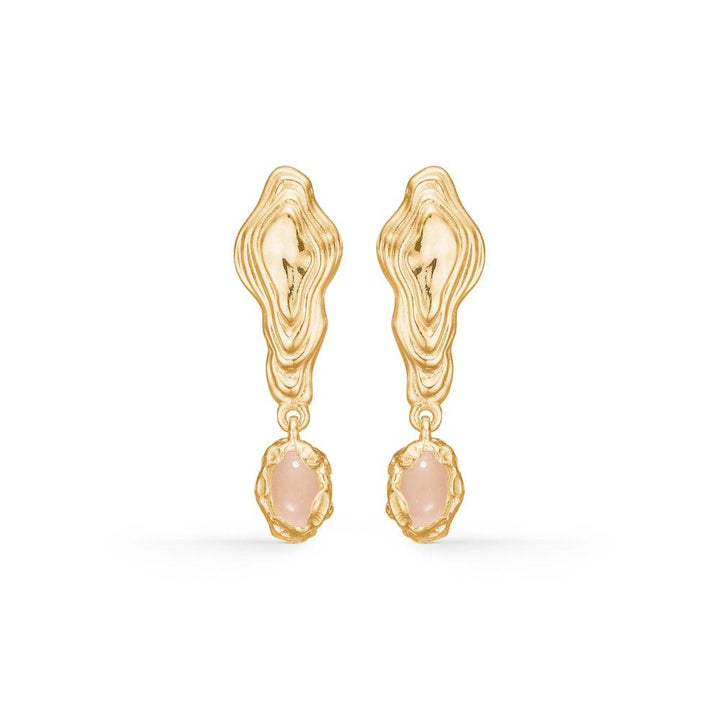 Studio Z Muschelohrringe mit rosa Zirkonia, elegante goldfarbene Ohrringe mit rosa Stein. Modell 7217859-1