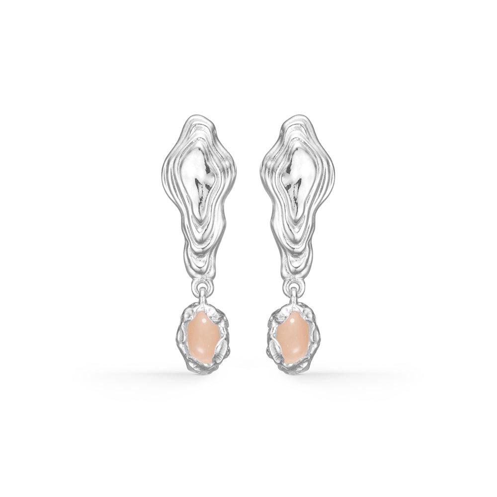 Studio Z Shell Solv Ohrringe mit rosa Zirkonia, einzigartige organische Formen in glänzendem Silber, Modell 7117859-1.