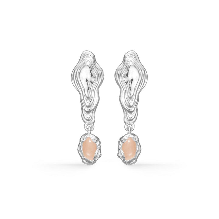 Studio Z Shell Solv Ohrringe mit rosa Zirkonia, einzigartige organische Formen in glänzendem Silber, Modell 7117859-1.