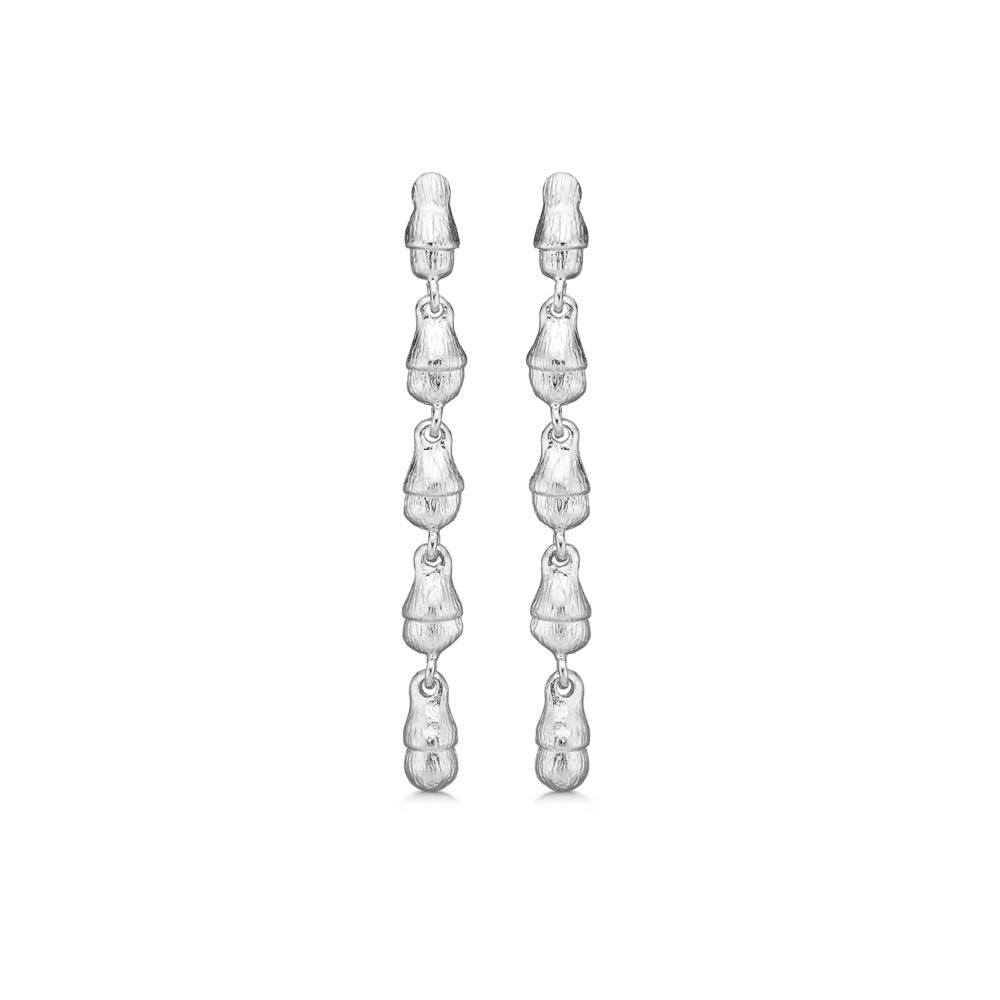 Studio Z Solv Acorn OreRinge, lange Silberohrringe mit mattierter Oberfläche im einzigartigen Kettenstil, Modell 7110873-1